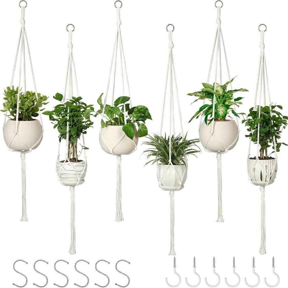 6 Pack Macrame Plant Hanger Indoor Hanging Planters for Indoor Outdoor Plants wi
